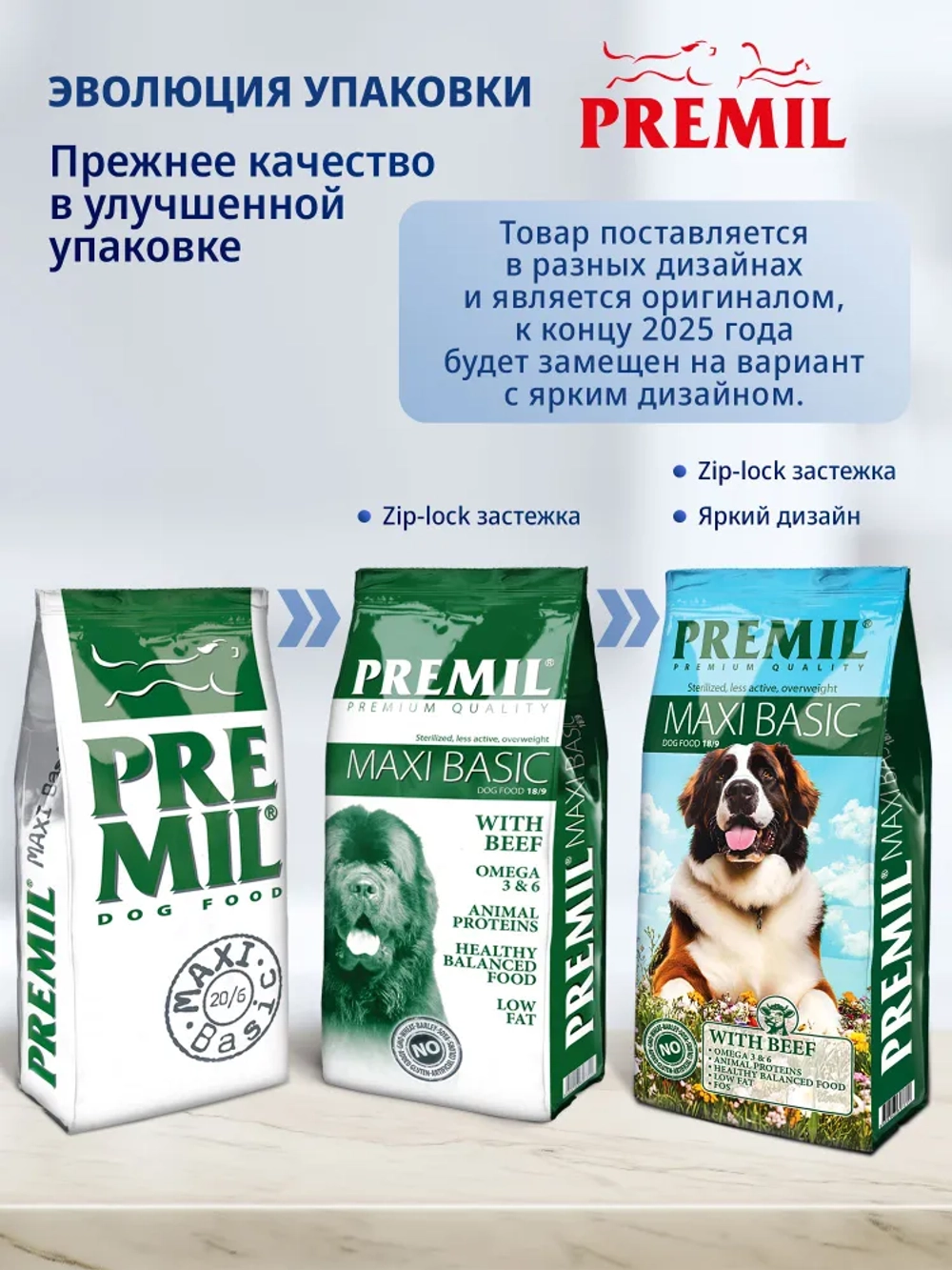 Premil Корм для собак Maxi Basic, 15кг