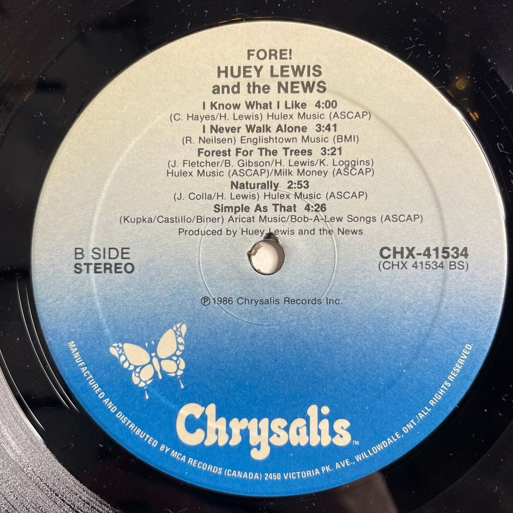 Винтажная виниловая пластинка LP Huey Lewis And The News Fore (Canada 1986)