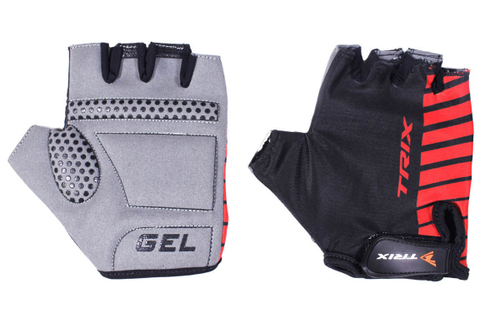Перчатки TRIX мужские M короткие пальцы гелевые антискольз. красно-серо-черные