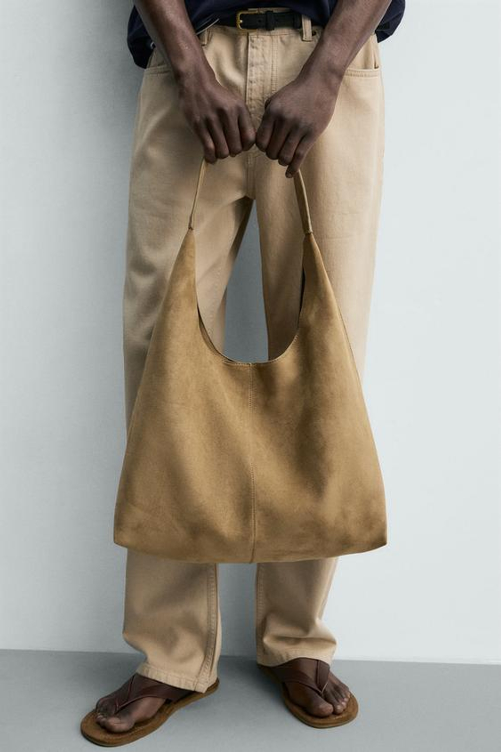ZARA ОДНОТОННАЯ СУМКА-ШОПЕР, ПЕСОЧНО-КОРИЧНЕВЫЙ
