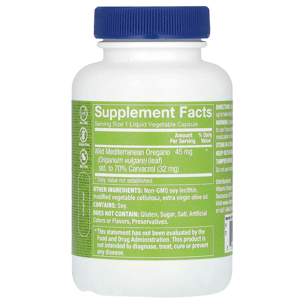 The Vitamin Shoppe, Суперсильное масло орегано, 120 жидких растительных капсул (45 мг в каждой капсуле)