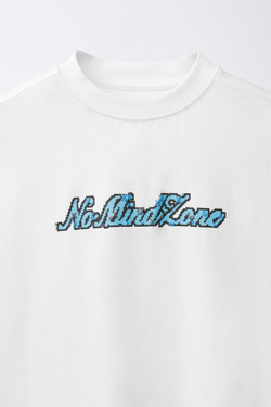 ZARA ФУТБОЛКА С ПРИНТОМ SKATE PIXEL, БЕЛЫЙ