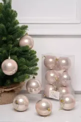 Набор пластиковых шаров Анет 80 мм., жемчужный перламутр, 6 шт., ЕлкиТорг (150324)