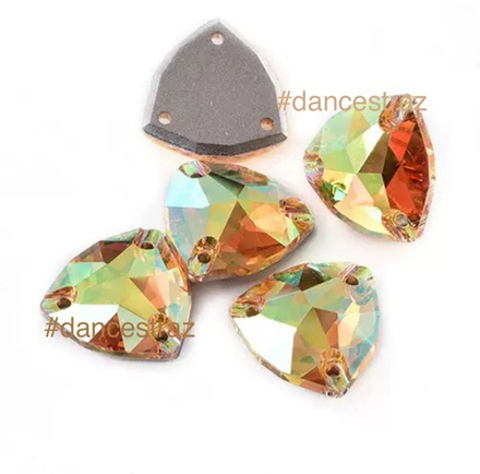 Стразы пришивные, Fat Triangle, Crystal Sun, 001SU, 22mm, (75 ea/pkg), 5A+best, (F2)