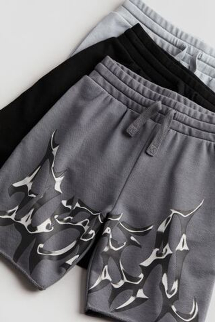 H&M Набор из трёх шорт с необработанными краями, серый