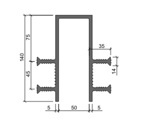 Гидроизоляционная шпонка ДЗ-140/50-4/35 ПВХ-П