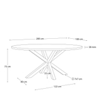 Овальный стол ARYA Argo из массива акации, белые стальные ножки 200x100