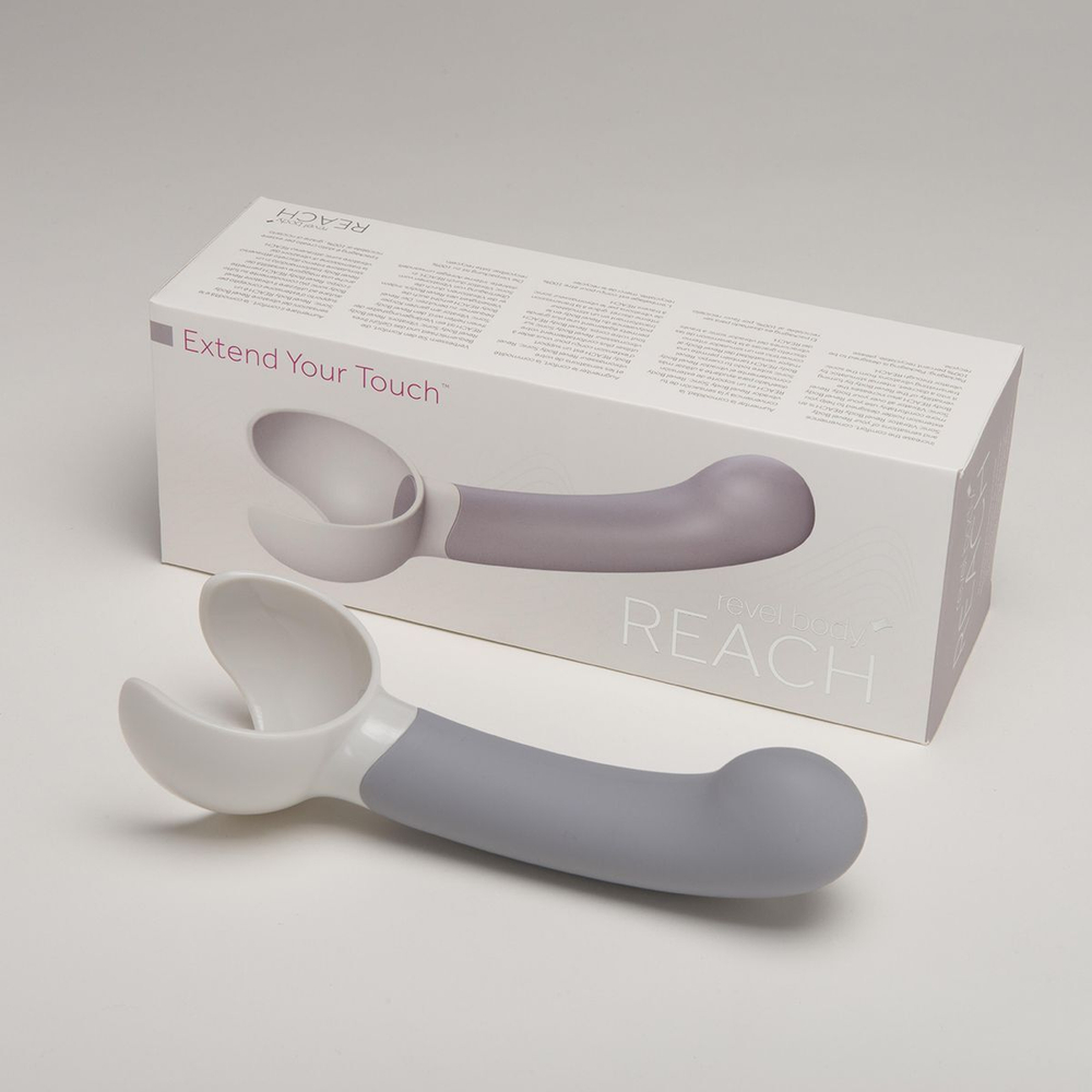 Серая насадка Reach для вибромассажёра Revel Body - 14 см. (Цвет: серый)