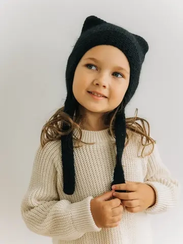 Чепчик с ушками для детей, Черный