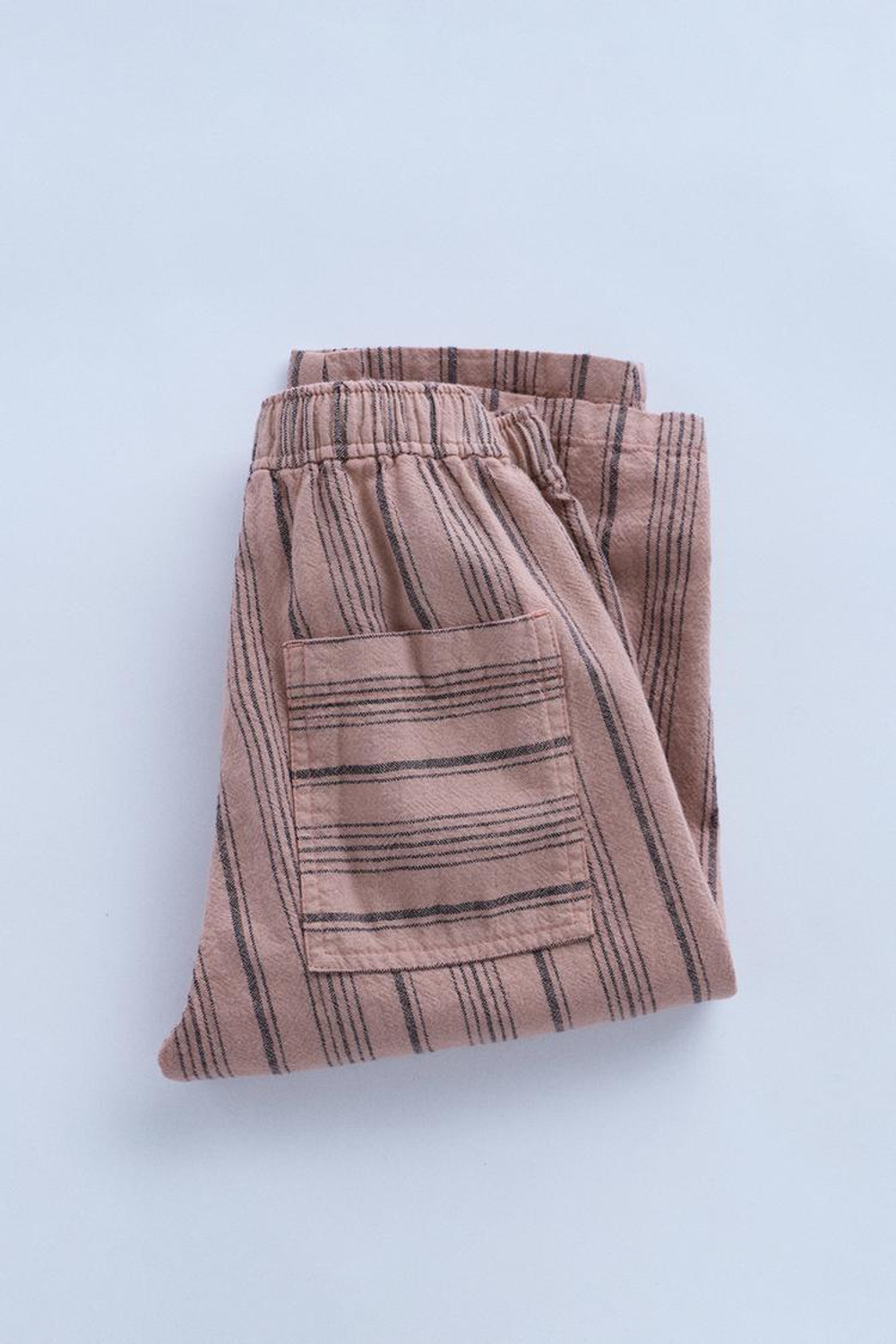 ZARA TIMELESZ - БРЮКИ ИЗ СМЕСОВОГО ЛЬНА В ПОЛОСКУ, АБРИКОСОВЫЙ