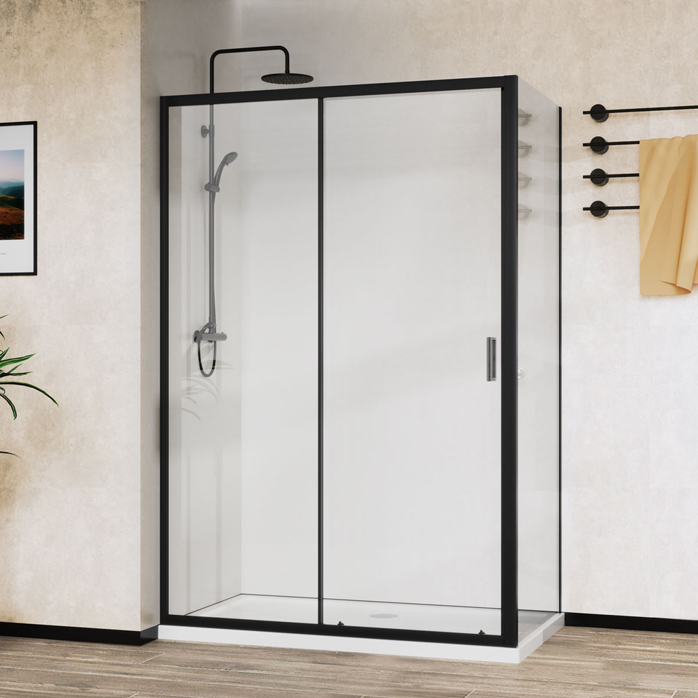 Душевой уголок Сити (City) Vincea VSR-5CT9011CLB, 1100*900, черный, стекло прозрачное