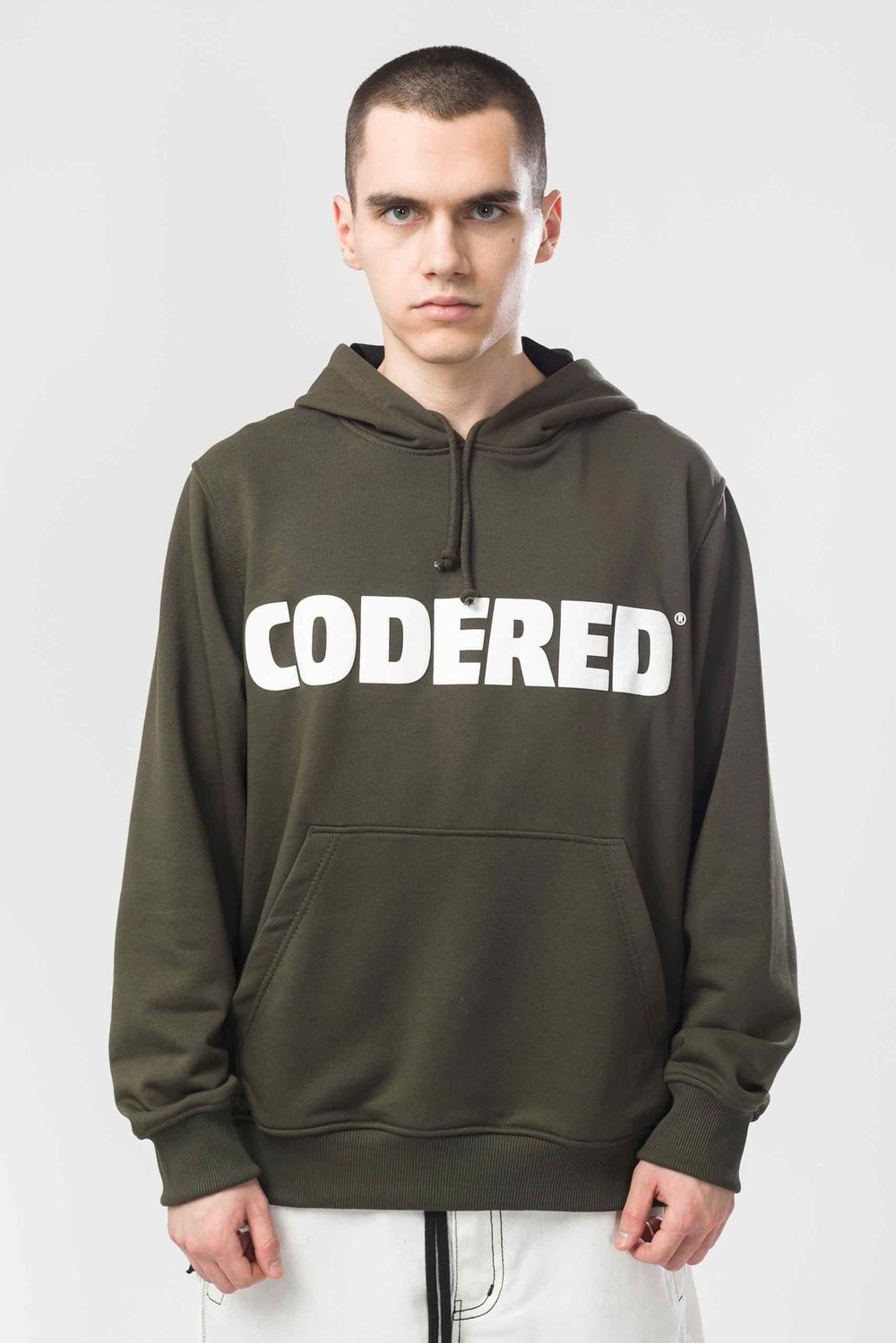 Худи Codered Base Hoodie Wide Summer Logo R Болотный/Белый принт CODERED