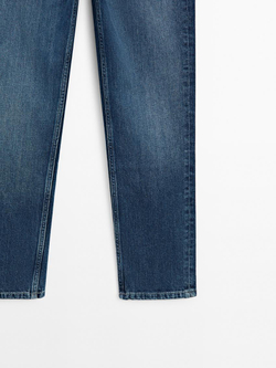 Massimo Dutti Укороченные зауженные джинсы со средней посадкой, синий