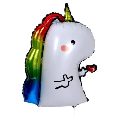 Шар (28""/71 см) Фигура, Радужный единорог с сердечком, 1 шт. Б025