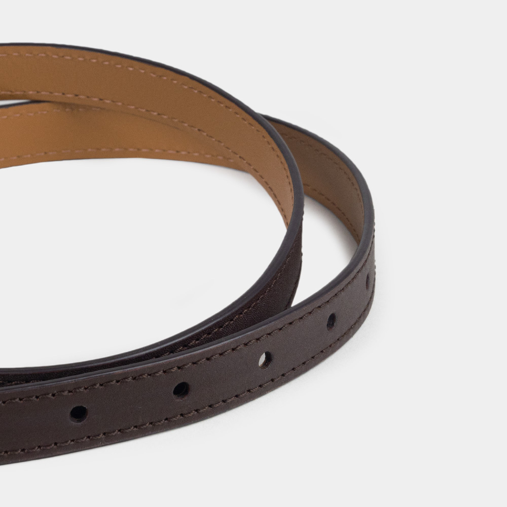 Женский ремень 20 мм из кожи теленка, темно-коричневого цвета