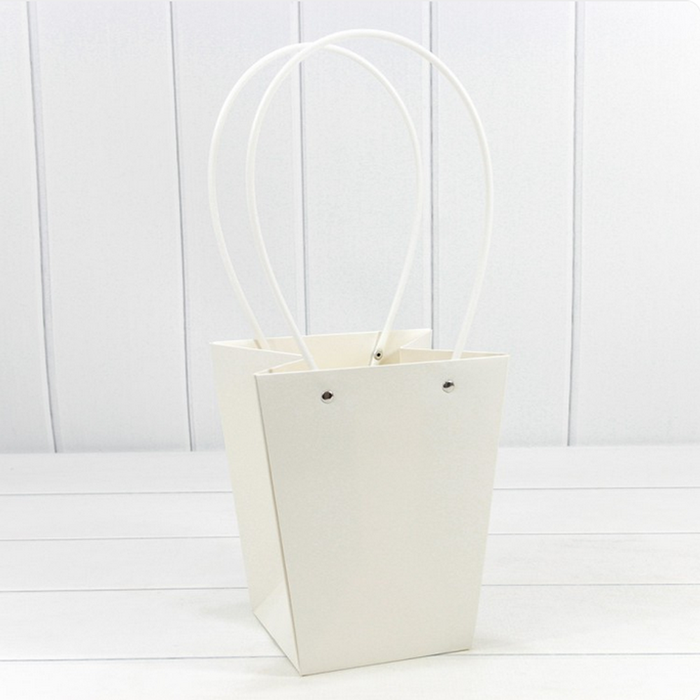 Пакет подарочный 20х17х12 Ваза для цветов (Белый)