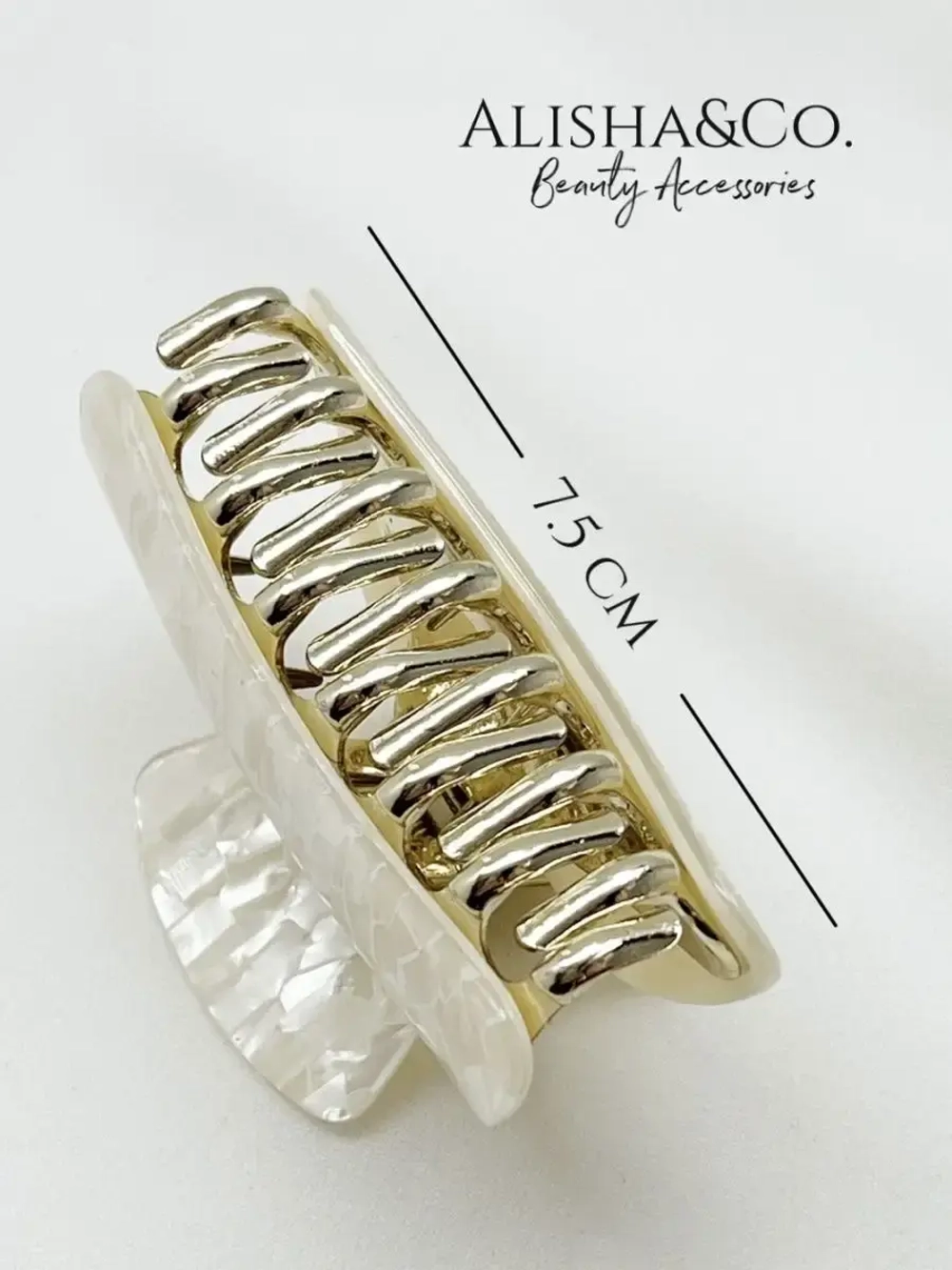 Крабик для волос средний перламутровый Pearl & Gold Shell