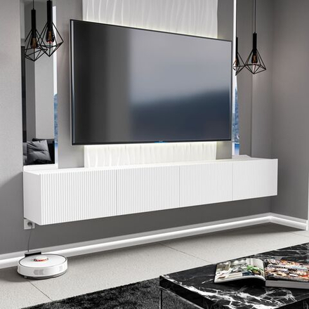 Тумба тв матовая белая навесная "Паола" 240см