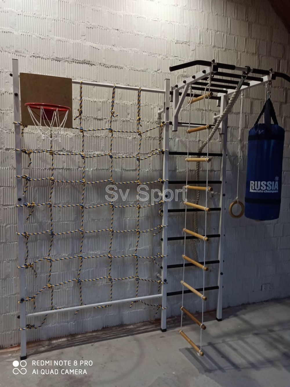 Монтаж шведской стенки Sv Sport с канатным лазом в пеноблочные, газоблочные стены