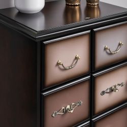 Комод "Пандора"- 5 с 4 ящиками Орех Оберджин, цвет фасада Шоколад