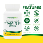 NaturesPlus, витамин В1, 300 мг, 90 таблеток