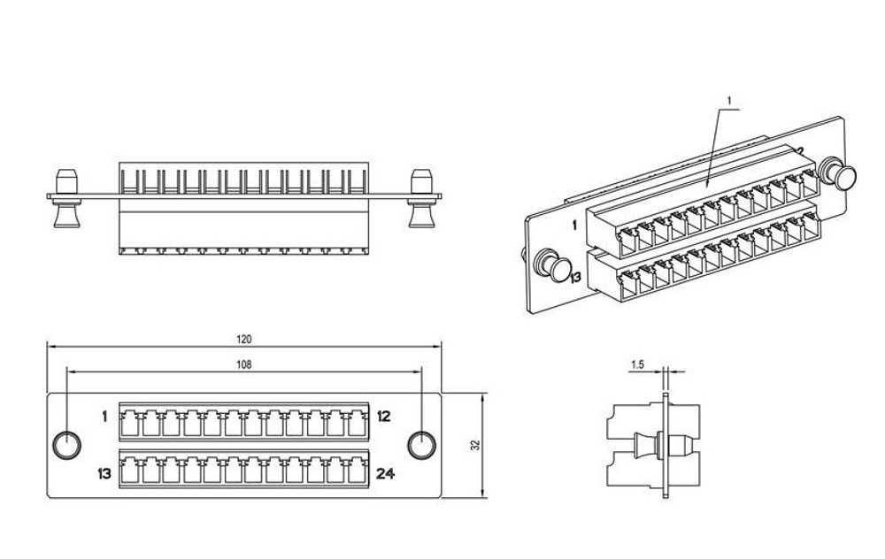 Панель  Hyperline FO-FPM-W120H32-24LC-BL