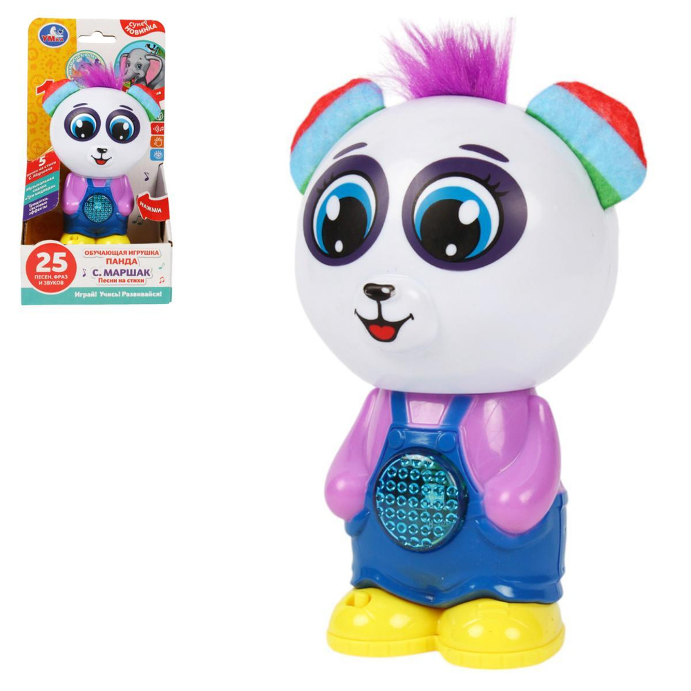 Обучающая панда 25 песен, фраз, звуков. Маршак текстильные уши, свет (Умка)