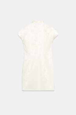 ZARA КОРОТКОЕ ЖАККАРДОВОЕ ПЛАТЬЕ, БЕЛЫЙ