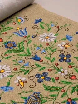 Дорожка декор на стол тканевая Сказка "Цветочный лен" 125х45 рогожка