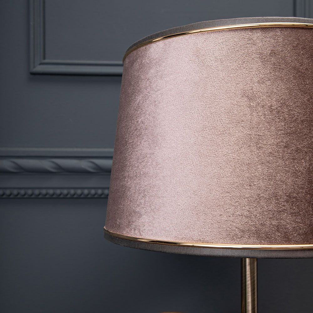 Настольная лампа Девушка на камне Бронза с абажуром Тюсо Кофе