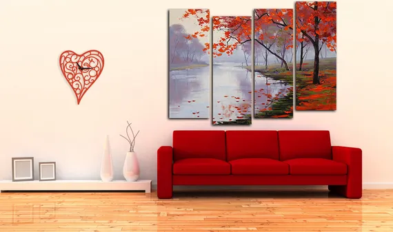 Модульная картина "Отражение в озере"