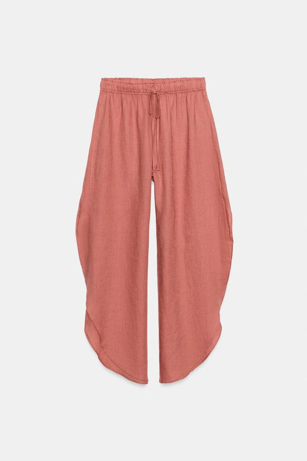 ZARA БРЮКИ ИЗ ЛЬНА С РАЗРЕЗАМИ — ZW COLLECTION, КОРАЛЛОВЫЙ