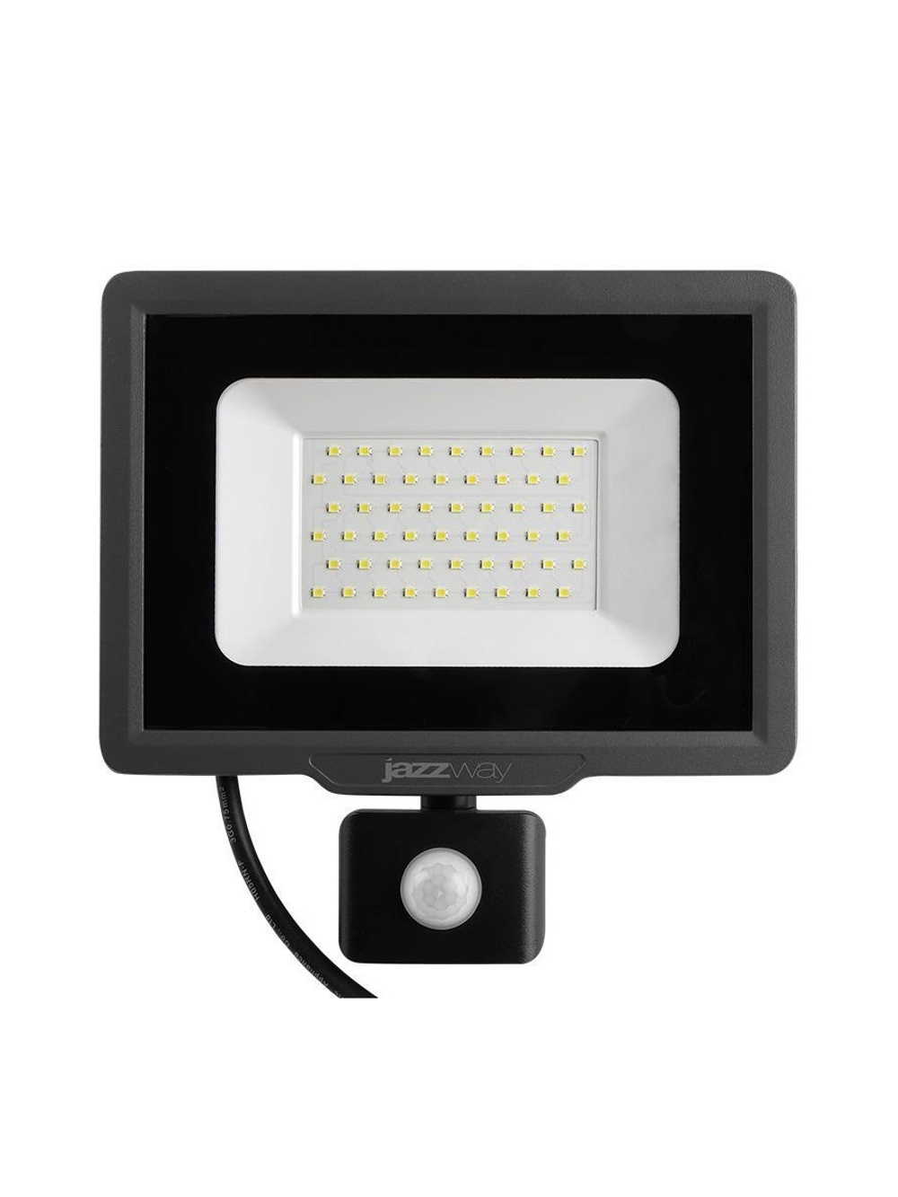 Прожектор светодиодный PFL-C3 SENSOR 50Вт 6500К IP65 ДО закален. прозр. стекло датчик движения инфракрасный Pro JazzWay 5026940A
