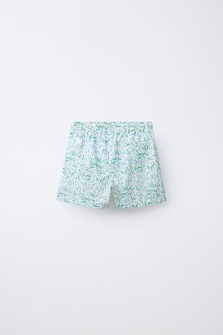 ZARA ПЛАВКИ-БЕРМУДЫ С ПРИНТОМ «ЛИСТЬЯ», ЭКРЮ