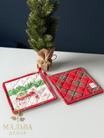 Прихватка "Рождественская открытка" 18x18см