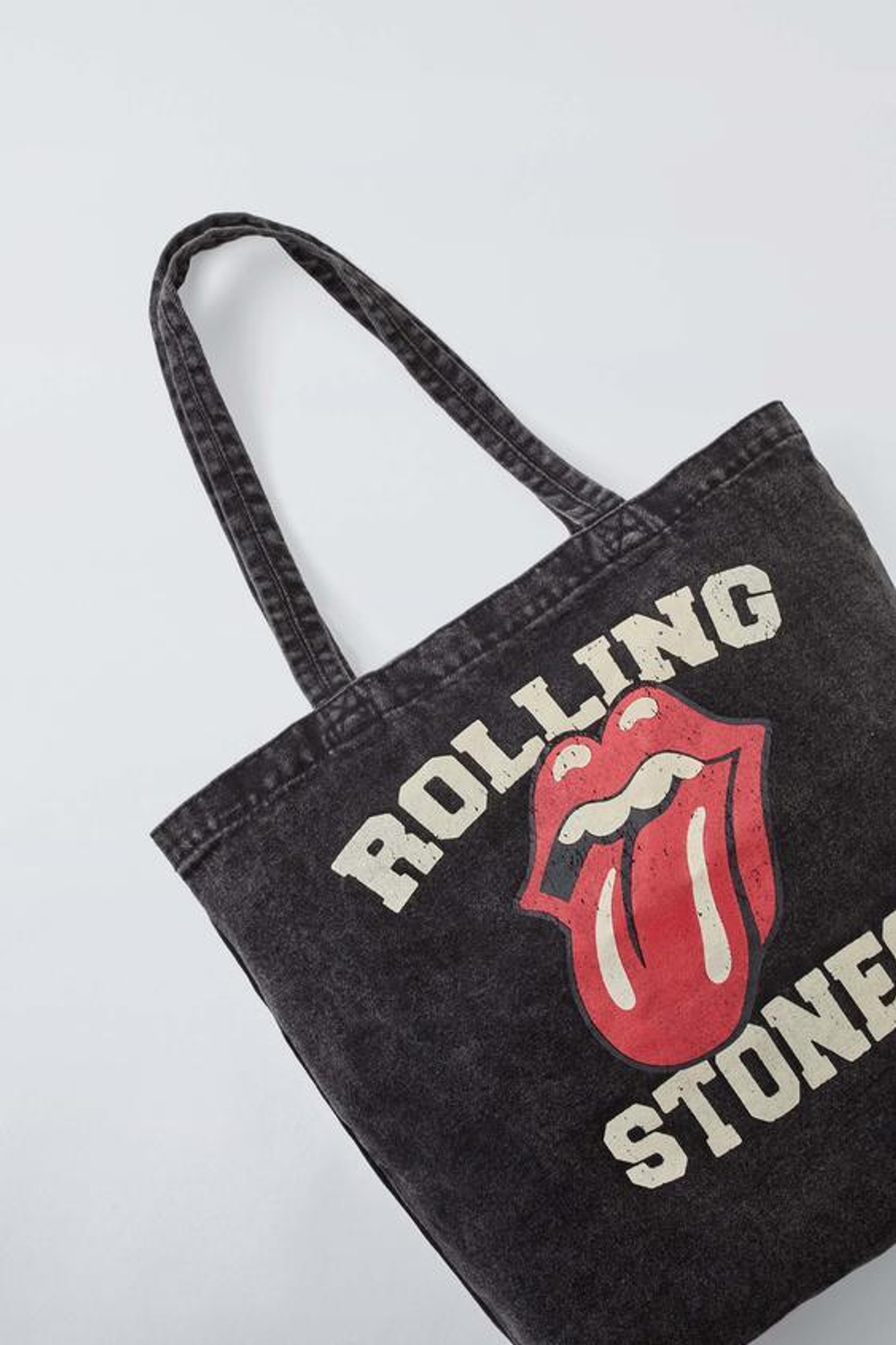 ZARA СУМКА-ШОПЕР С ПРИНТОМ ROLLING STONES ©, ЧЕРНЫЙ