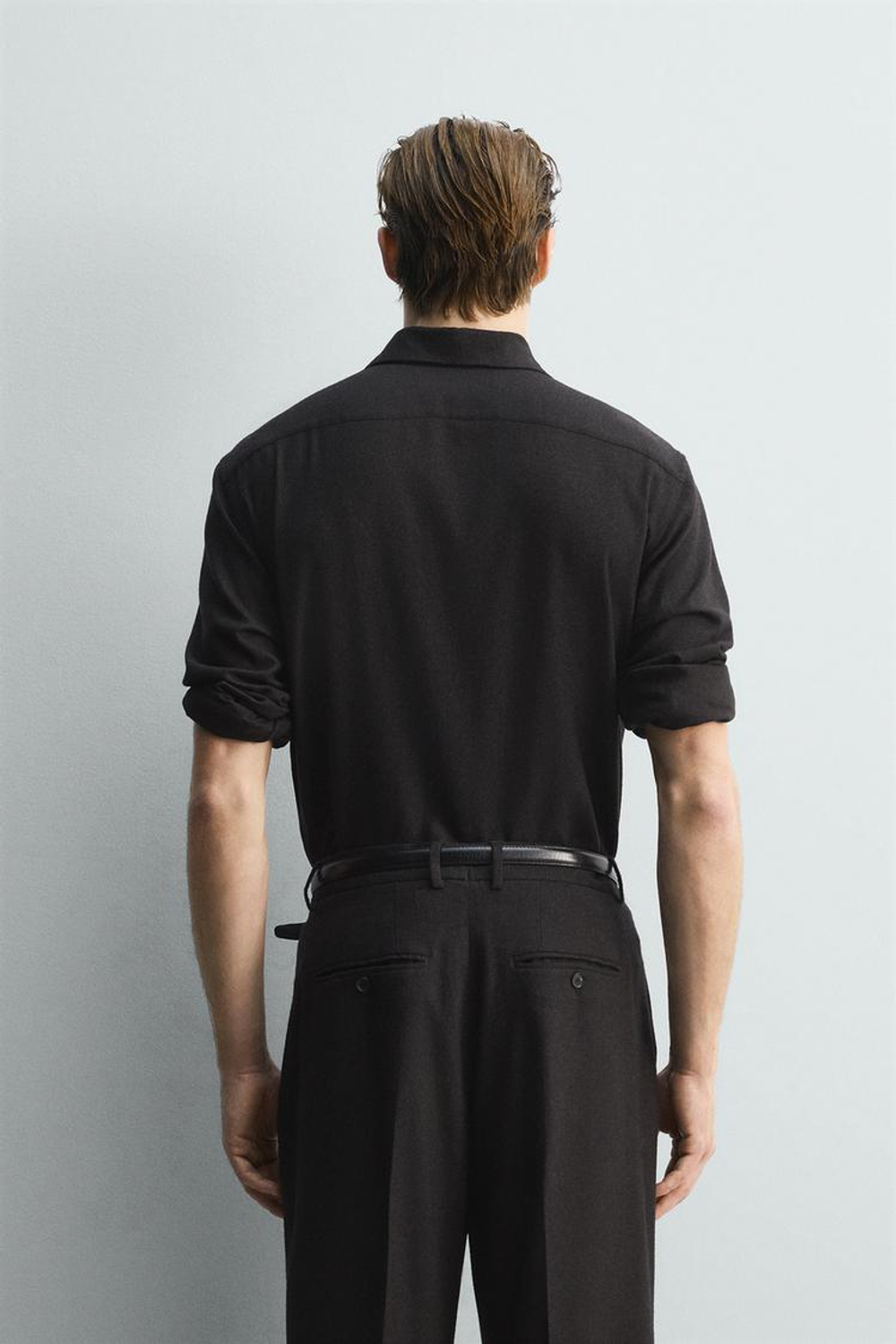 ZARА РУБАШКА СТРУЯЩЕГОСЯ ПОКРОЯ ИЗ СМЕСОВОЙ ШЕРСТИ - LIMITED EDITION, КОРИЧНЕВЫЙ