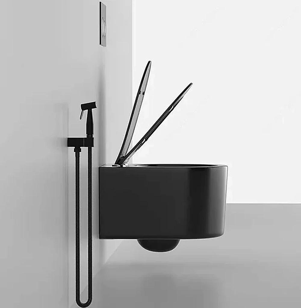 Унитаз подвесной CeruttiSpa TANARO Aria MB CT9238 безободковый, с крышкой микролифт, черный матовый