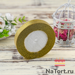 Лента парчовая 10 мм  (22 метра, цвет золото)