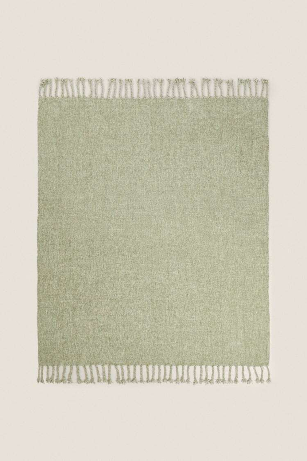 ZARA HOME ТОЛСТОЕ ОДЕЯЛО ИЗ СИНЕЛИ, СВЕТЛО-ЗЕЛЕНЫЙ