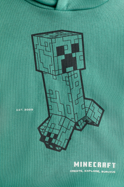 H&M Толстовка с капюшоном и принтом Minecraft, зеленый