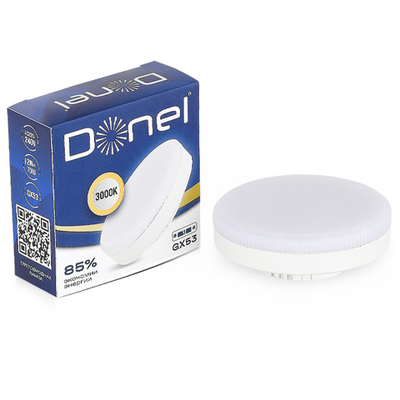 Светодиодная лампа 12Вт,  220В,  GX53,  3000K,  1020Лм,  Ra&gt;80,  110°,  D75хH26мм