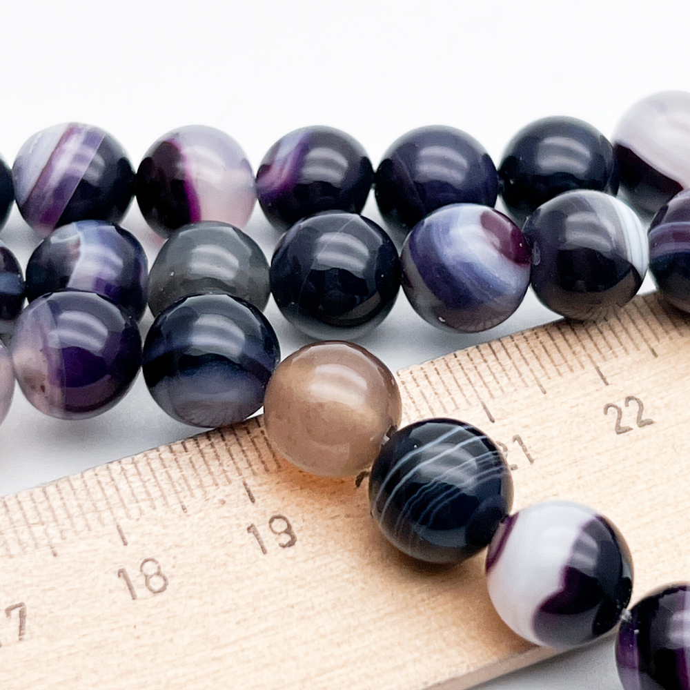 Агат тонированный фиолетовый бусины, диаметр около 10,2-10,3 мм, цена за 18 шт (1/2 нити)