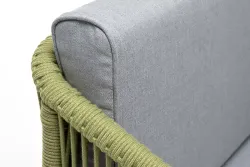 "Канны" кресло плетеное из роупа, каркас алюминий светло-серый (RAL7035) муар, роуп салатовый меланж круглый, ткань светло-серая