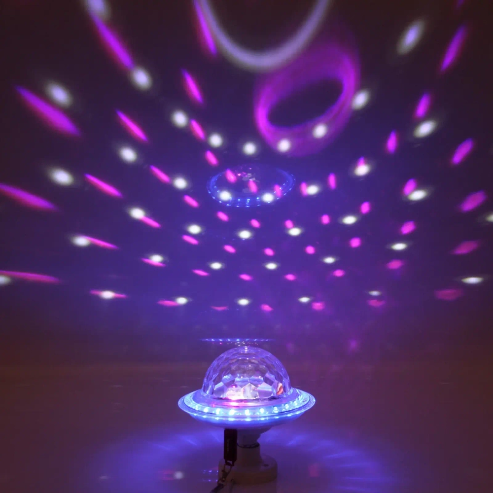 Диско-лампа светодиодная «Калейдоскоп красок», цоколь Е 27, Bluetooth, МР3, USB с удлинителем (220V)