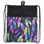 Мешок для обуви BRAUBERG БОЛЬШОЙ, с ручкой, карман на молнии, сетка, 51х41 см, "Feathers", 271057