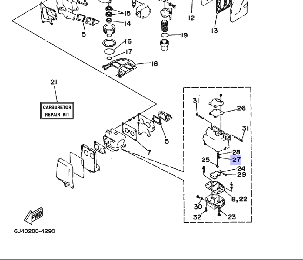 Игла карбюратора Yamaha 40лс (6F5143902000)