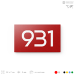 Номер на дверь 931, табличка на дверь для офиса, квартиры, кабинета, аудитории, склада, красная 120х70 мм, Айдентика Технолоджи