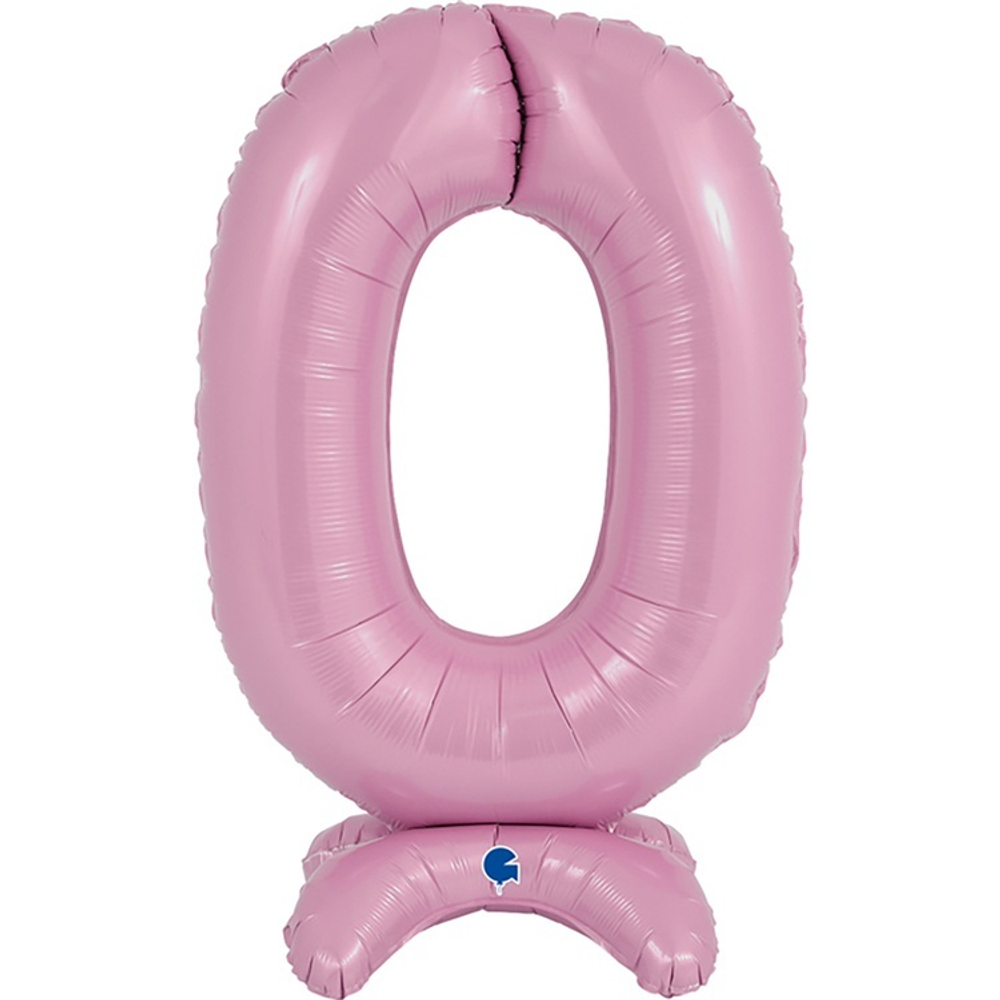 Шар ЦИФРА 0 Pastel Pink на подставке 25" 63 см