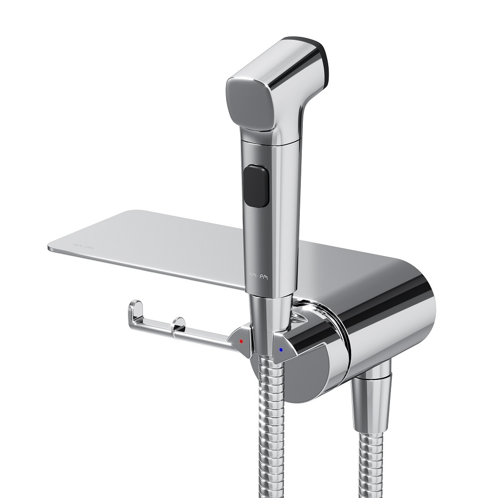 Набор: смеситель с полкой скрытого монтажа, гигиентическая лейка, шланговое присоединение с держателем AM.PM Func F0H8F900